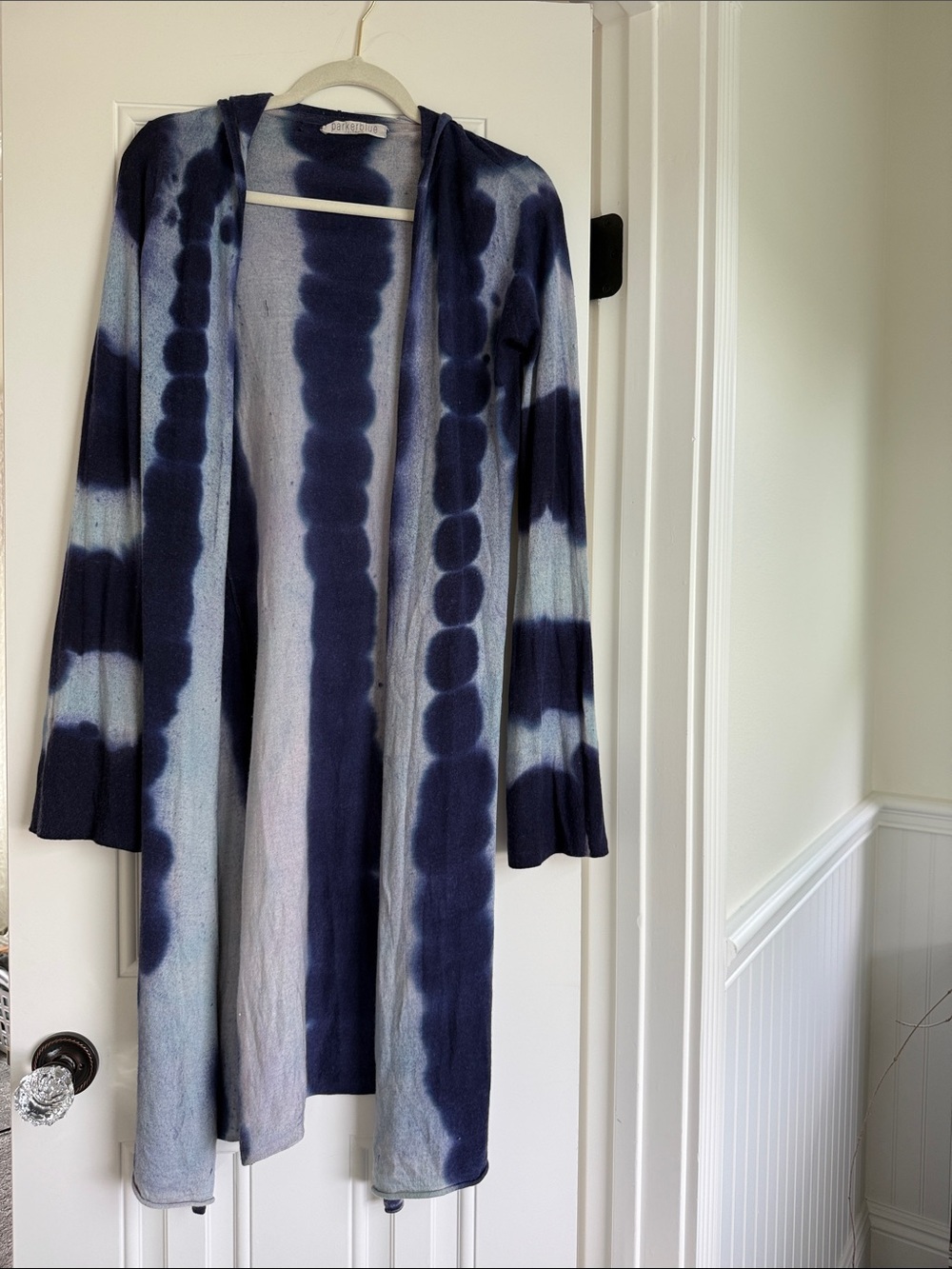 Parker Blue Tie Dye Duster in Super Fine Cashmere
